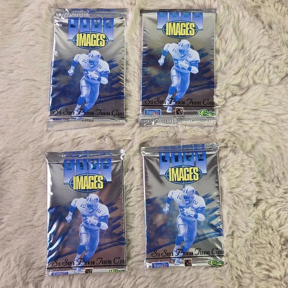 4 Pack Lot Classic NFL Images Football Trading Cards Sealed Vintage 6 Cards Each